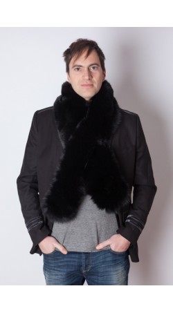 Black fox fur scarf - unisex